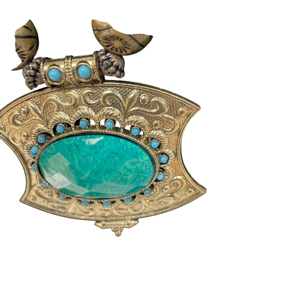 Handcrafted Statement Necklace With Turquoise Bea… - image 7